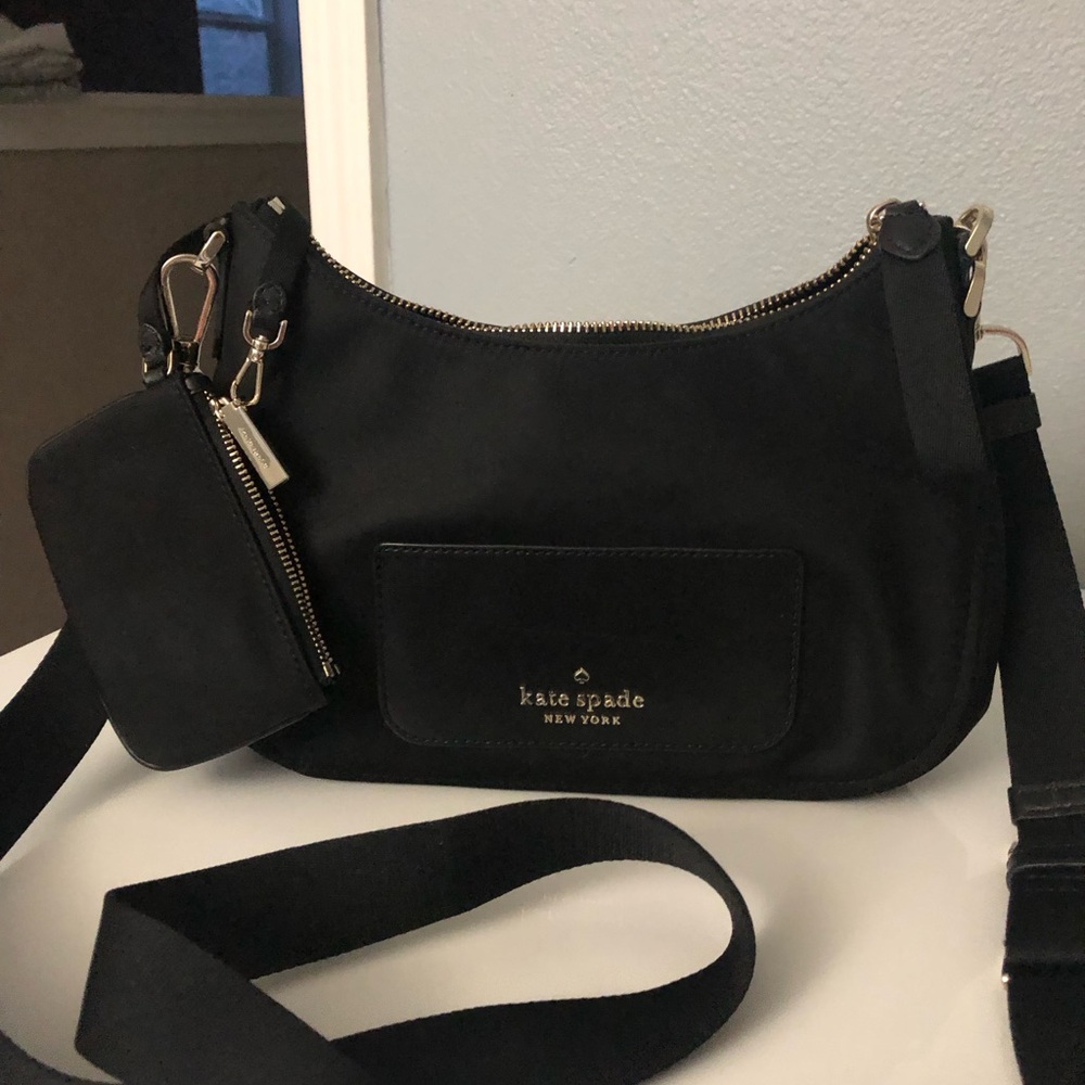 New kate spade never useblack crossbody bag with coin pouch